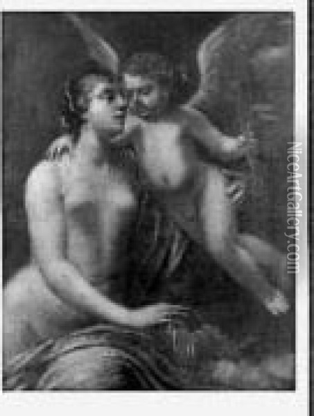 Venus Et L'amour. Oil Painting - Pietro Liberi