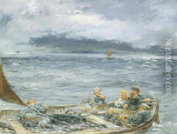 Mist Rising Off The Arran Hills Oil Painting - William McTaggart