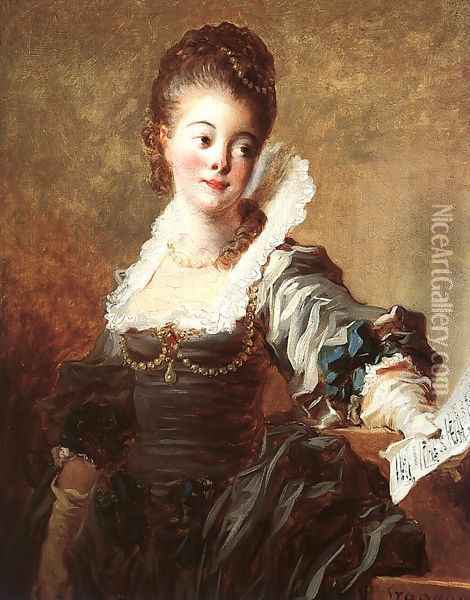 Portrait of a Singer Holding a Sheet of Music 1769 Oil Painting - Jean-Honore Fragonard