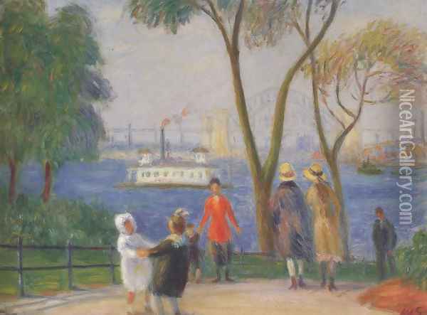 Carl Schurz Park New York 1922 Oil Painting - William Glackens