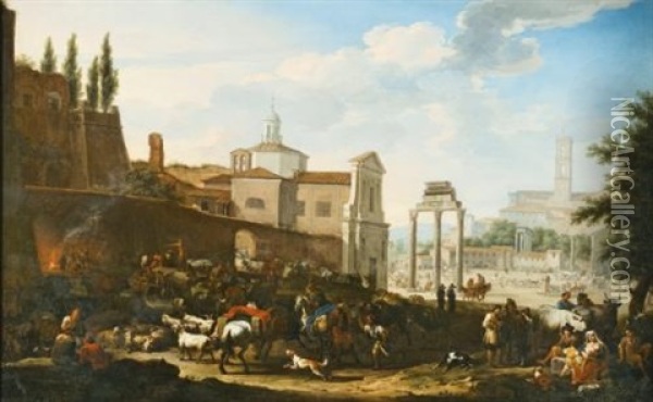 The Campo Vaccino, Rome Oil Painting - Jacob De Heusch