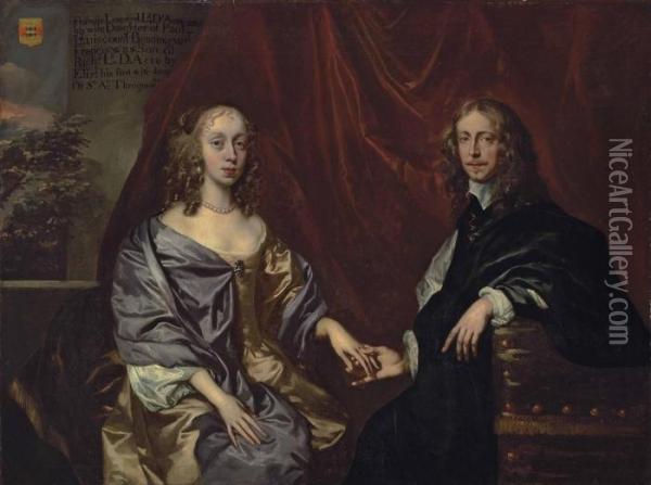 Double Portrait Said To Be Of Francis Lennard Oil Painting - Sir Peter Lely