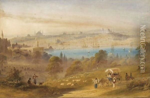 View Of Constantinople Up On The Hills Oil Painting - William Purser