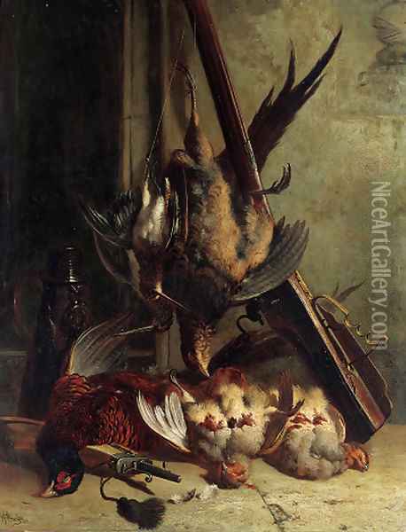 Still life with pheasants Oil Painting - William Hughes