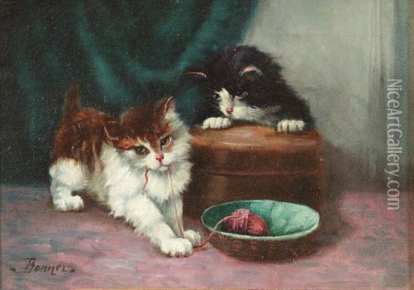 Chatons Et Fil Rouge Oil Painting - Alfred Ronner