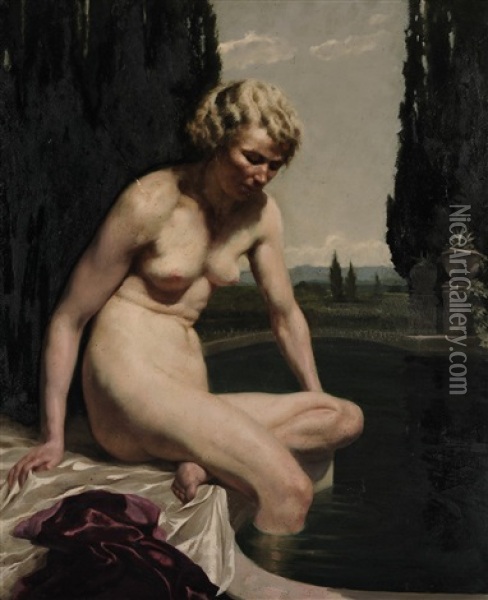 Beim Bade Oil Painting - Peter von Hamme-Voitus