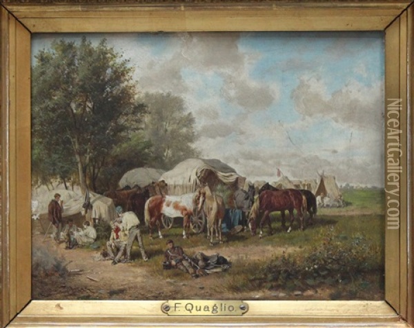 Kaukasisches Zeltlager Oil Painting - Franz Quaglio