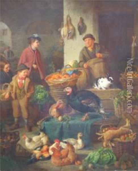 Market Scene Oil Painting - Henry Charles Bryant