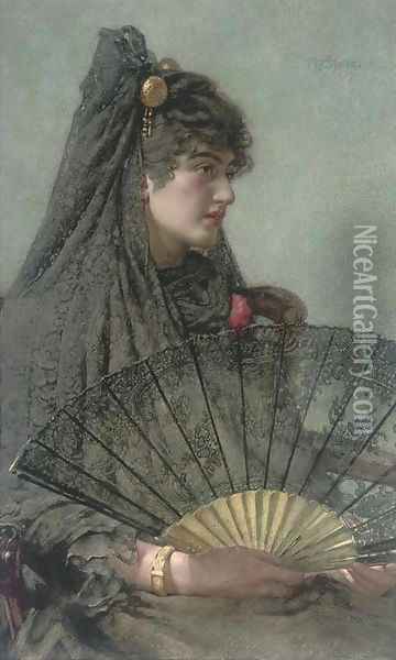 Spanish lady Oil Painting - Henry Sykes