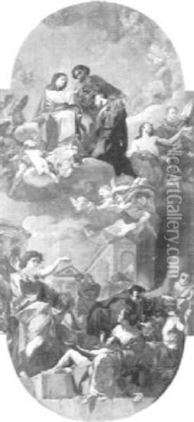The Works Of Charity And The Assumption Of San Giovanni Di Dio Oil Painting - Corrado Giaquinto