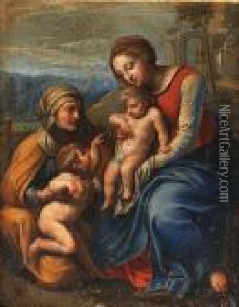 The Madonna And Child With Saint Elizabeth And The Infant Saint John The Baptist Oil Painting - Raphael (Raffaello Sanzio of Urbino)