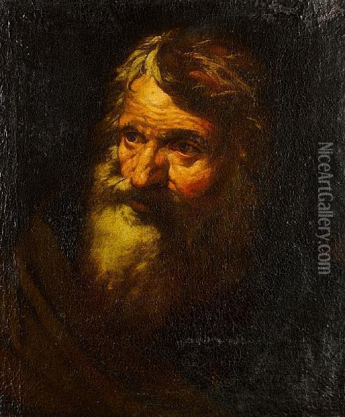 Study Of A Bearded Man Oil Painting - Domenico Brandi