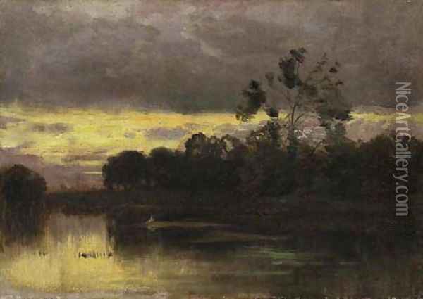 Sunset on the Lake Oil Painting - Ernest Parton