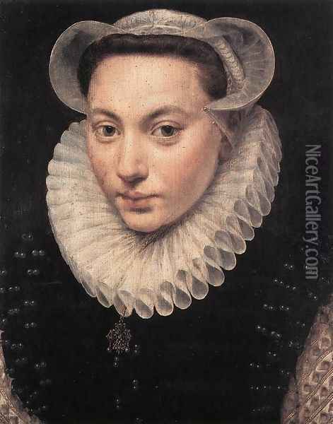 Portrait of a Young Woman 1581 Oil Painting - Frans, the Elder Pourbus