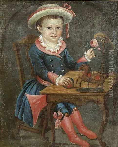 Portrait of a young boy, said to be Carl Christian Friedrich Zinsch (born 1781) Oil Painting - Johann Christian Gottfried Lonckewitz