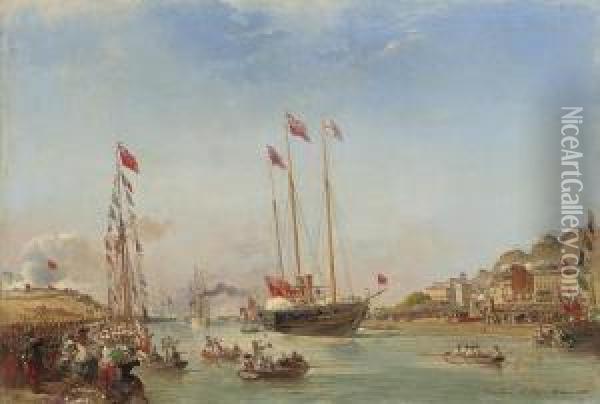 The New Royal Yacht Oil Painting - Charles Louis Mozin