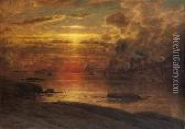 Fiskevaer I Lofoten Oil Painting - Adelsteen Normann