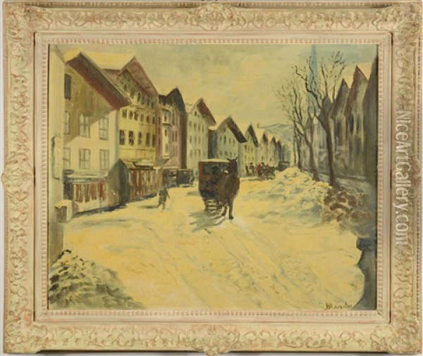Street In Winter Oil Painting - Jacques-Emile Blanche