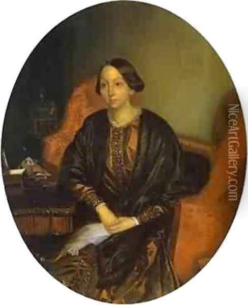 Portrait Of Amalia Legrand 1846-47 Oil Painting - Pavel Andreevich Fedotov