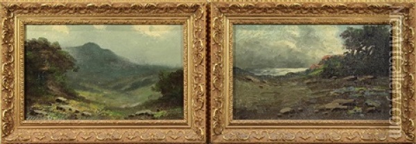 California Coast And Hills In The Clearing Oil Painting - Richard de Treville