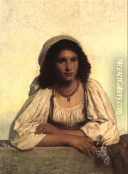 Giovane Popolana A Capri Oil Painting - Edouard Alexandre Sain
