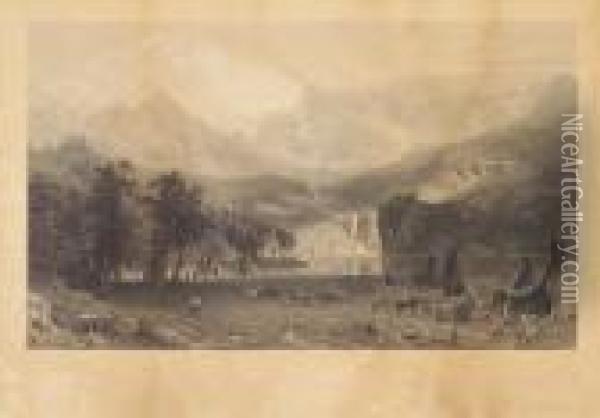 The Rocky Mountains Oil Painting - Albert Bierstadt