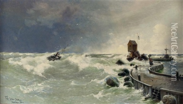 Sturmische See Oil Painting - Fritz Staehr-Olsen