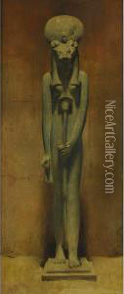 Standing Sekhmet, Karnak Oil Painting - Joseph Lindon Smith