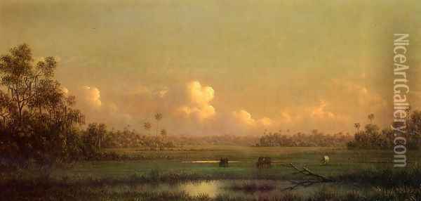 Evening Lake Alto Florida Oil Painting - Martin Johnson Heade