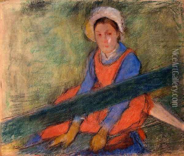 Woman Seated on a Bench Oil Painting - Edgar Degas