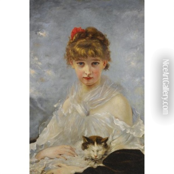 Her Favorite Oil Painting - Charles Joshua Chaplin