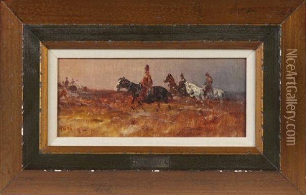 Soldiers On Horseback Oil Painting - Laszlo Pataky