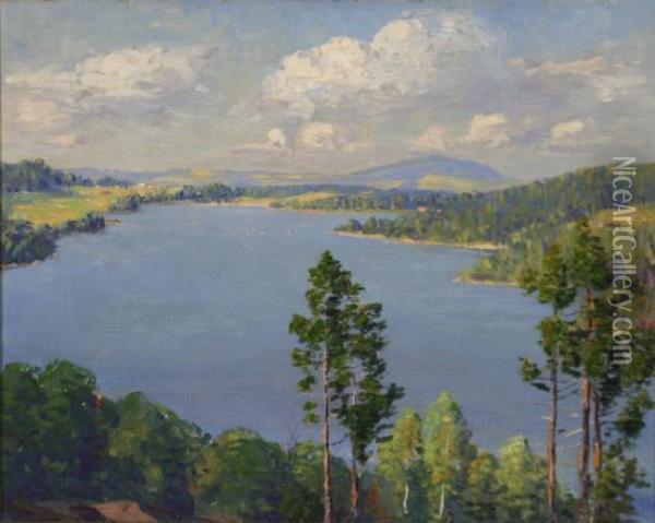 Connecticut Lake Scene Oil Painting - Will Hutchins