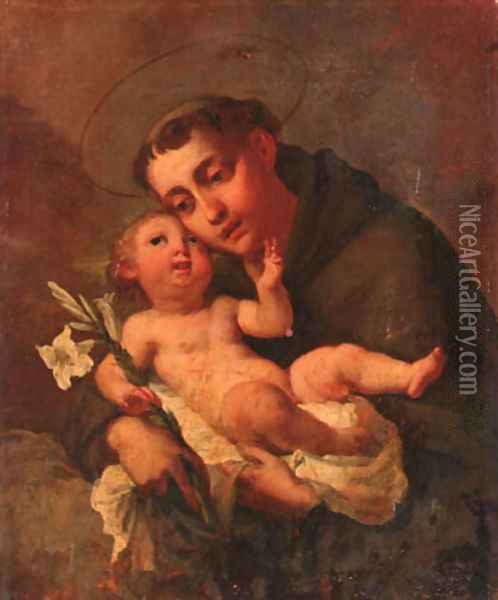 Saint Francis holding the Infant Christ Oil Painting - Carlo Francesco Nuvolone