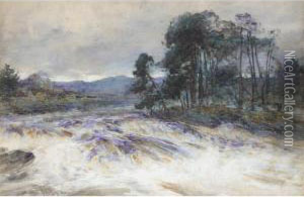 River In Full Spate Oil Painting - Frederick Stuart Richardson