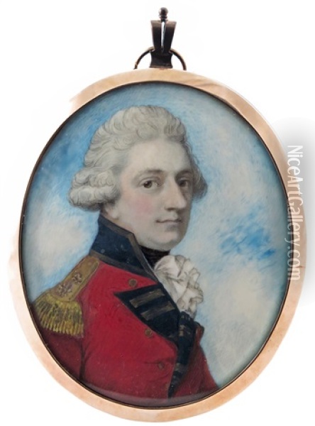 Portrait Miniature Of An Officer Of The 1st Royal Regiment Of Foot As Worn In The Period Of 1796-1816 Oil Painting - Richard Cosway