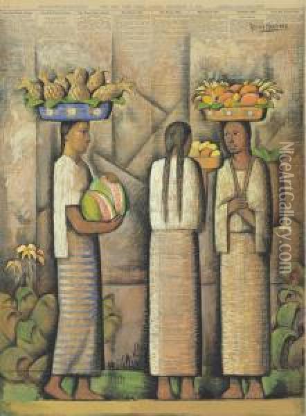 Vendedoras De Frutas Oil Painting - Alfredo Ramos Martinez