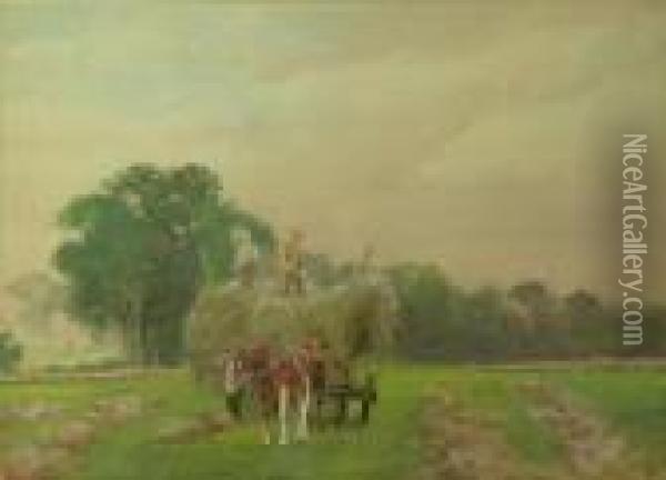 Haymaking Oil Painting - Henry Charles Fox
