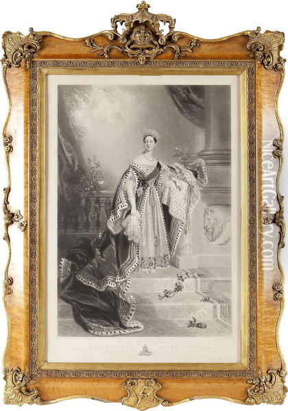 Queen Victoria In Coronation Robes Oil Painting - Alfred-Edward Chalon