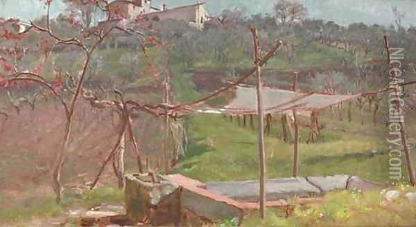 An Italian vineyard Oil Painting - Thomas Millie Dow
