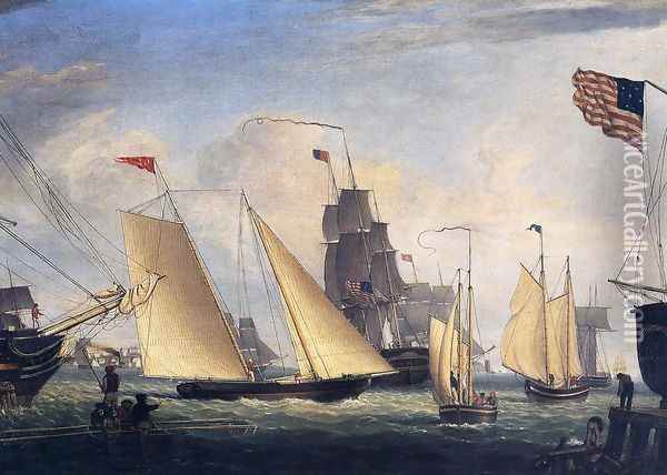 Yacht 'Northern Light' in Boston Harbor Oil Painting - Fitz Hugh Lane
