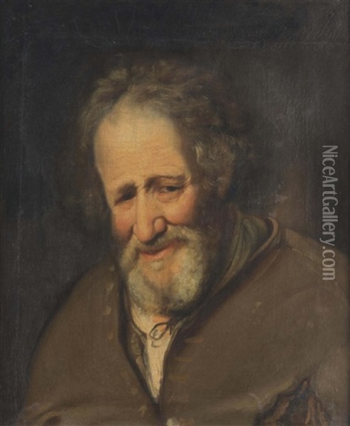 A Tronie Of An Old Man Laughing Oil Painting - Christoph Paudiss