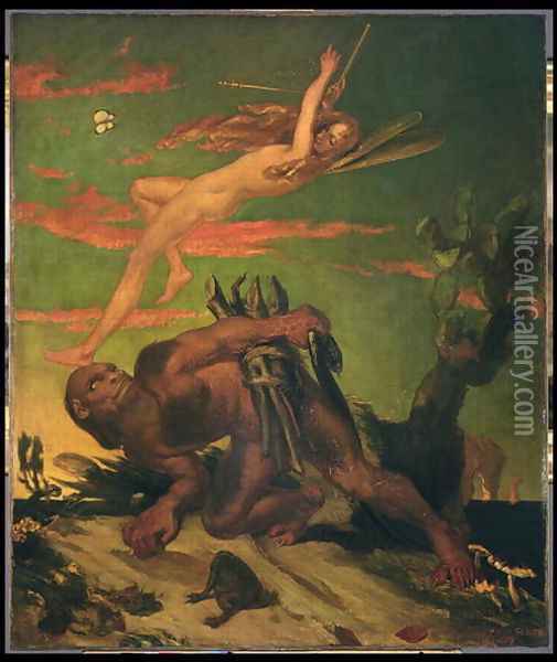 Ariel and Caliban, 1837 Oil Painting - David Scott