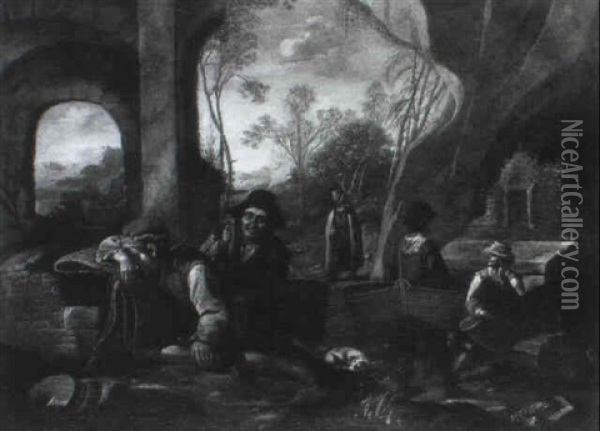 Carriers Dans Une Grotte Oil Painting - Paolo Monaldi