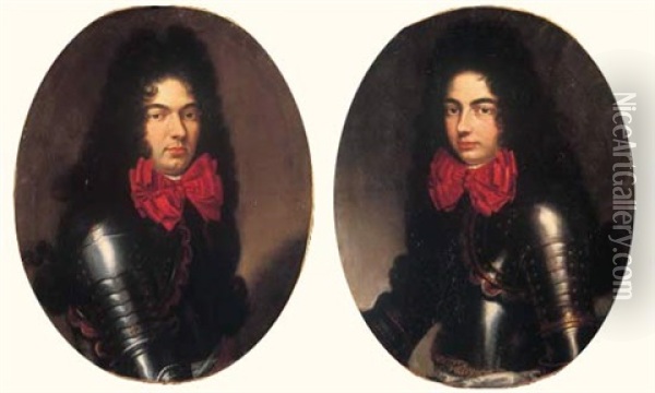 Portrait De Deux Fils De Louis Xiv(?) (in 2 Parts) Oil Painting - Philippe Vignon