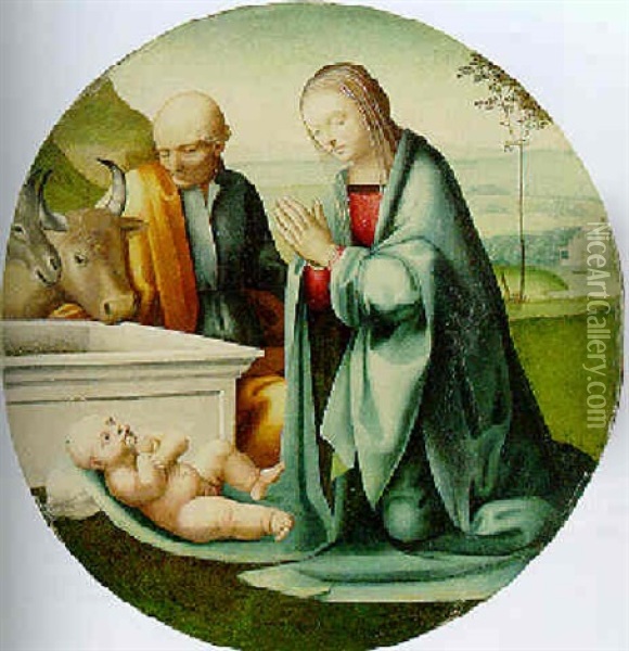 The Holy Family Oil Painting - Rafaello Botticini