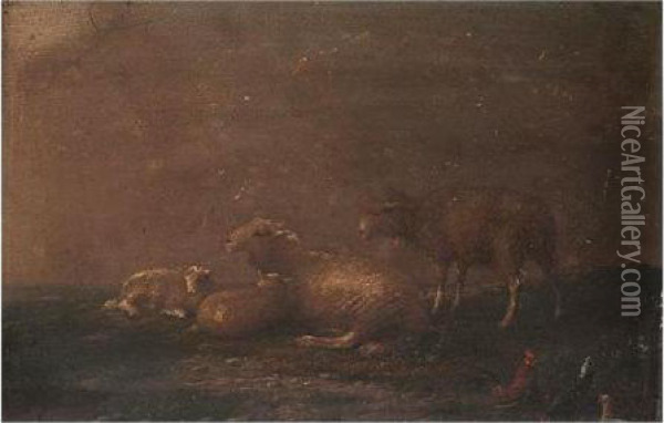 Sheep Grazing Oil Painting - Franz van Severdonck