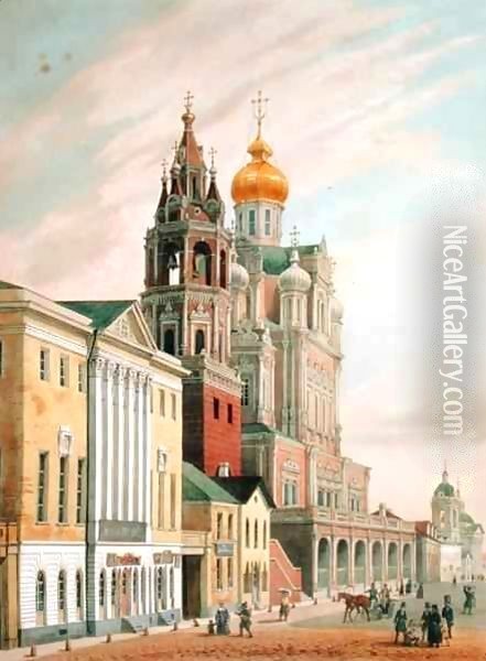 The Assumption Church at Pokrovskaya street in Moscow Oil Painting - Louis Jules Arnout