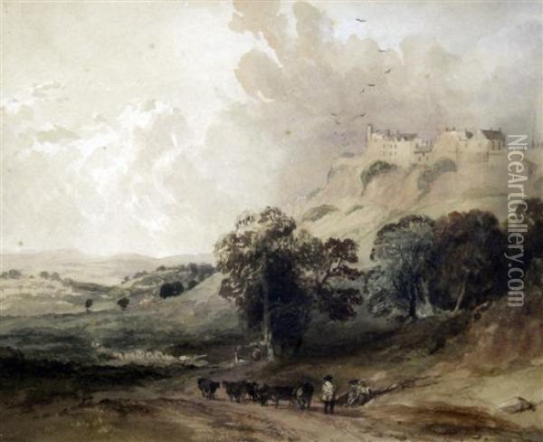 Cattle Drover In A Landscape Oil Painting - Joseph William Allen