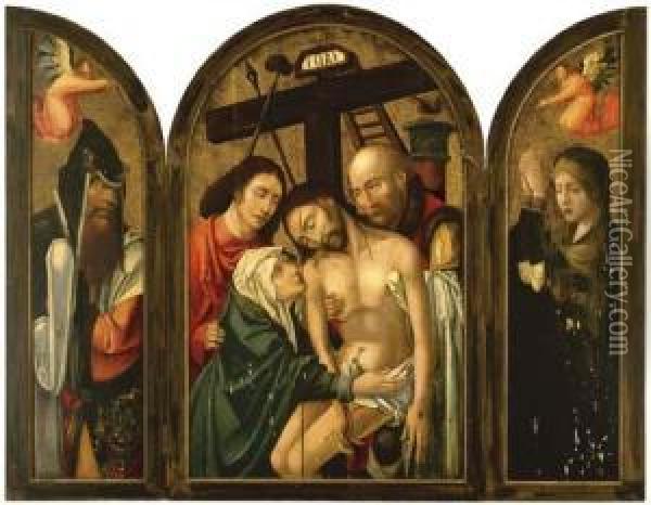 The Descent From The Cross; Left
 Wing: Saint Joseph Of Arimathea; Right Wing: Saint Mary Magdalene Oil Painting - Rogier van der Weyden